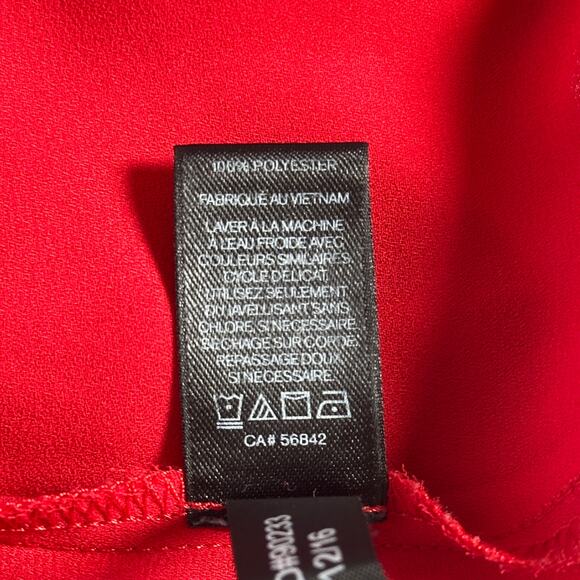 Express Women's Cold Shoulder Cami Top Size M Red Ruffle Lace Up Dressy Blouse - Picture 8 of 10